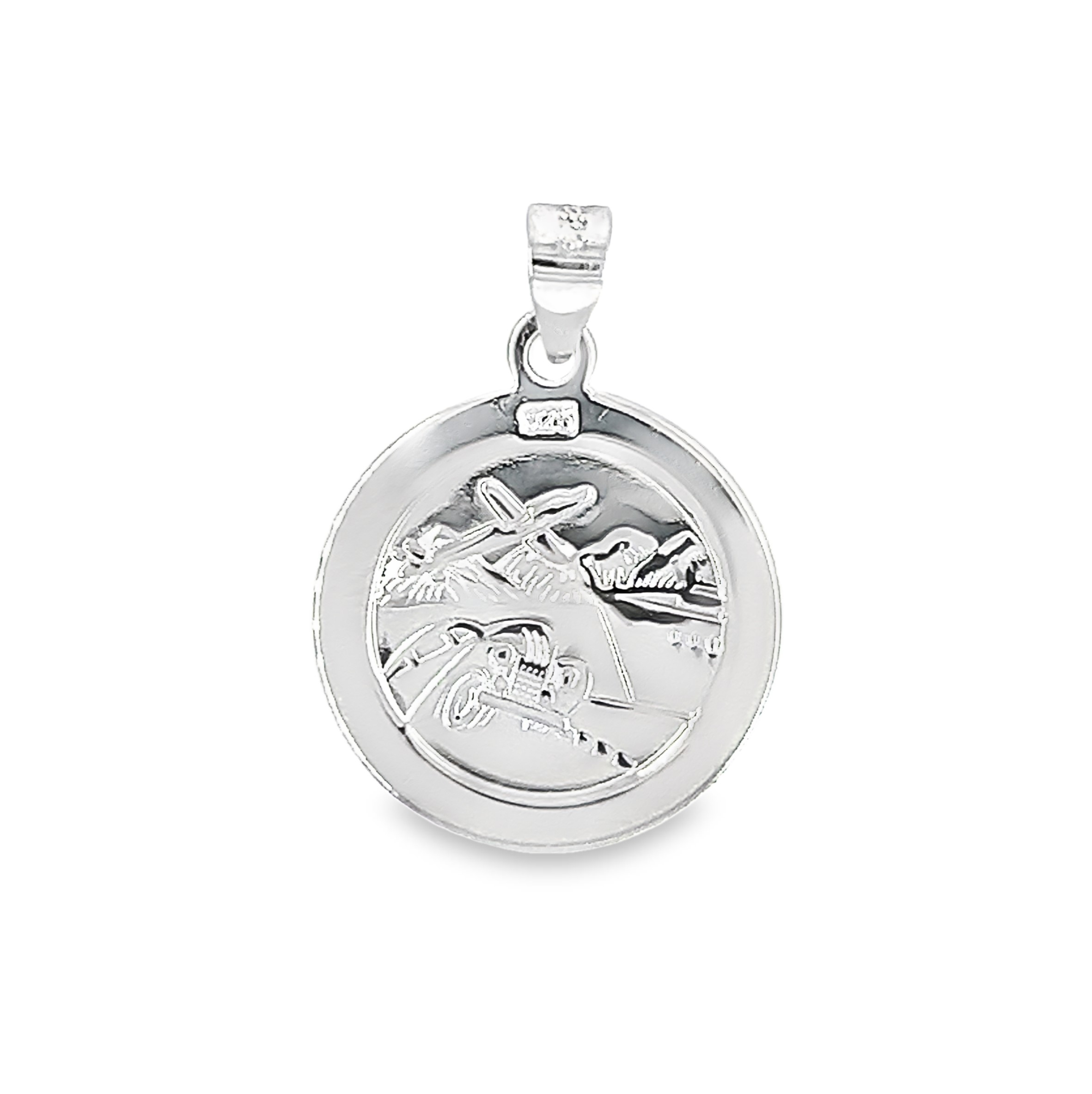 Handmade Italian 925 Sterling Silver Religious Medal Pendant - St. Christopher, Jesus, Mary